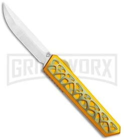 Vespa Knives Dark Star OTF Orange W/Gold Titanium Inlays- Satin Plain M390