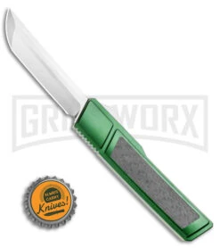 No Limit Knives Vespa Ripper Green/ CF Inlay OTF Japanese Tanto Knife - Satin -Grindworx Shop Vespa Knives Ripper OTF Japanese Tanto Green CF Inlay 3 size large