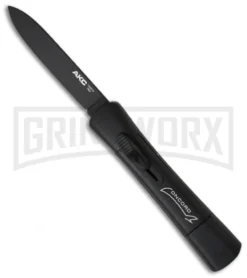 AKC Concord Black OTF Automatic Knife - Flat Grind Black Plain