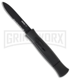 AKC 077 Concord Black OTF Automatic Knife - Flat Black Serr