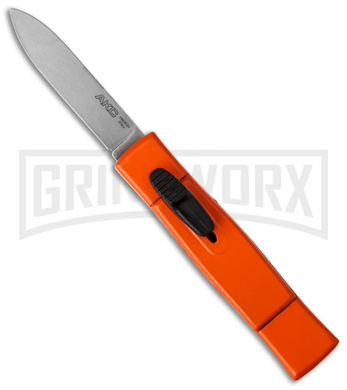 AKC Minion Concord Orange OTF Automatic Knife - Satin Plain 1 AKC Minion Concord Orange OTF Automatic Knife - Satin Plain