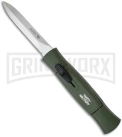 AKC Concord NATO Military Green OTF Automatic Knife - Dagger Polish Plain