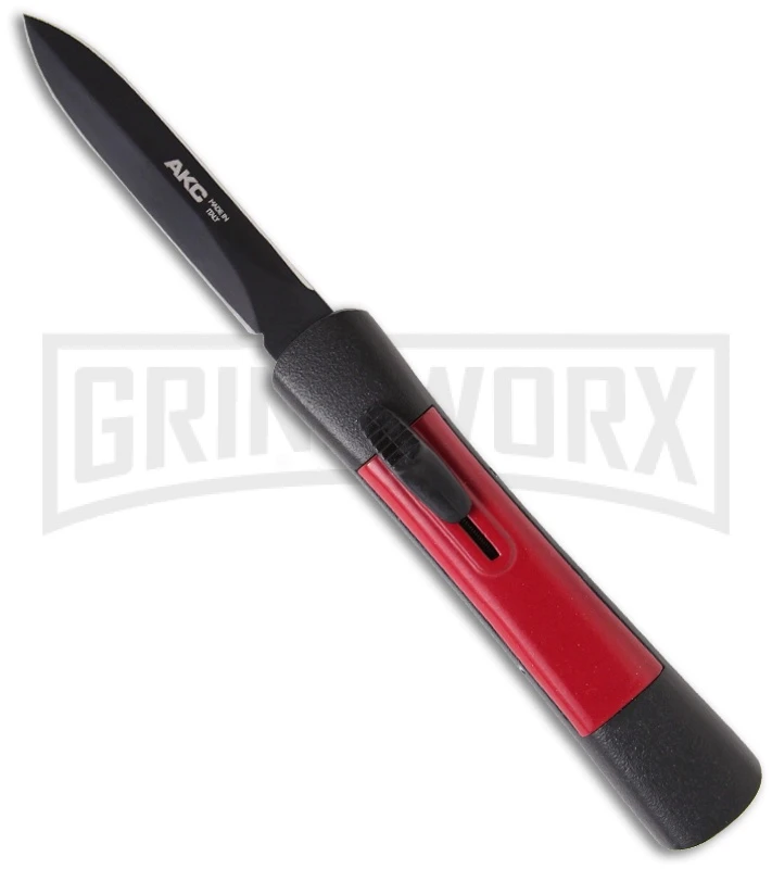 AKC Concord Black/Red OTF Automatic Knife - Dagger Black Plain 1 AKC Concord Black/Red OTF Automatic Knife - Dagger Black Plain