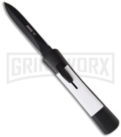 AKC Concord Black/White OTF Automatic Knife - Dagger Black Plain