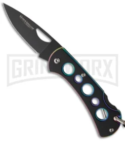 Boker Magnum Dark Rainbow Folding Knife - Black Plain