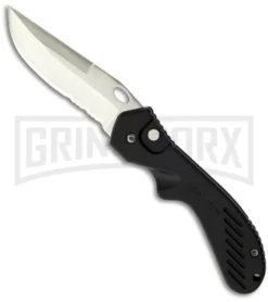 Top-Tech Black Automatic Knife - Satin Serr