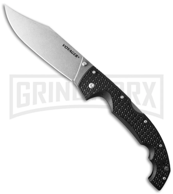 Cold Steel Black Voyager X Large Clip Point Knife - Stonewash Plain 1 Cold Steel Black Voyager X Large Clip Point Knife - Stonewash Plain