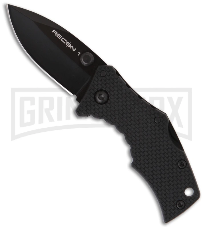 Cold Steel Micro Recon 1 Spear Point Folding Knife - Black Plain 1 Cold Steel Micro Recon 1 Spear Point Folding Knife - Black Plain
