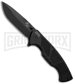 Colt Knives CT264 Black Tactical Linerlock Folding Knife - Black Plain