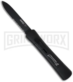 AKC Black Tactical Concord 8" D/A OTF Flat Grind (Black Serr)