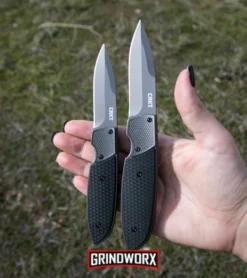 CRKT 7430 Russ Kommer Fulcrum 2 Compact Knife Black GRN - Gray Drop Point -Grindworx Shop crkt fulcrum 2 size comparison hand dl large