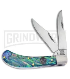 Frost Cutlery Crowing Rooster Saddlehorn Sim Abalone Pocket Knife - Mirror Plain