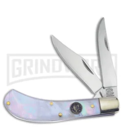 Frost Cutlery Crowing Rooster Saddlehorn Pearl Pocket Knife - Mirror Plain
