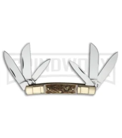 Frost Cutlery Hen & Rooster Mustang Congress Stag Antler Pocket Knife