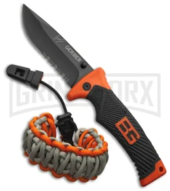 Gerber Bear Grylls Folding Survival Knife W/ Sheath & Paracord Bracelet