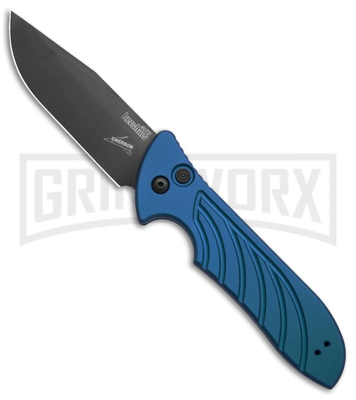 Kershaw Emerson Launch 5 Blue Automatic Knife - Black Plain 1 Kershaw Emerson Launch 5 Blue Automatic Knife - Black Plain