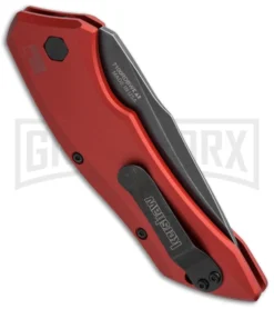 Kershaw Launch 1 Red Aluminum Automatic Knife - Blackwash Plain -Grindworx Shop kershaw launch auto 1 blackwash red side cm large