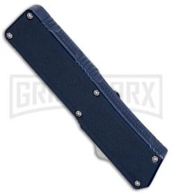 Lightning Blue D/A OTF Automatic Knife - Satin Dagger Plain -Grindworx Shop lightning blue satin dagger plain bottom cm large