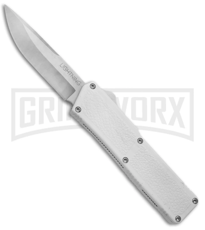 Lightning White D/A OTF Automatic Knife - Satin Plain 1 Lightning White D/A OTF Automatic Knife - Satin Plain