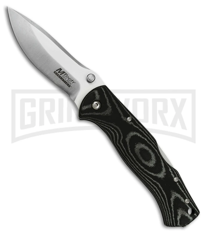 M-Tech Evolution Convolute Black Micarta Lockback Folding Knife - Satin Plain 1 M-Tech Evolution Convolute Black Micarta Lockback Folding Knife - Satin Plain