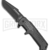 M-Tech USMC Warlord Gray Frame Lock Folding Knife - Black Stonewash Plain