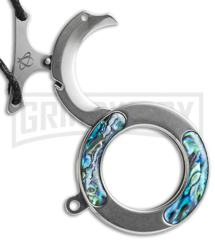 Mantis MK14pa Vicious Circle Abalone Folding Neck Knife - Satin Plain 1 Mantis MK14pa Vicious Circle Abalone Folding Neck Knife - Satin Plain