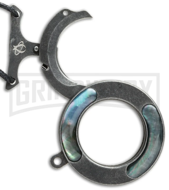 Mantis MK14swbp Vicious Circle Black Pearl Folding Neck Knife - Stonewash Plain 1 Mantis MK14swbp Vicious Circle Black Pearl Folding Neck Knife - Stonewash Plain