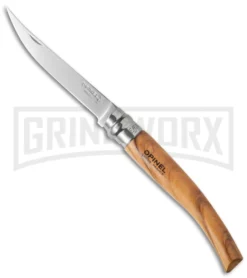 Opinel Knives Slim No. 10 Olive Wood Folding Knife W/Sheath - Stainless Steel