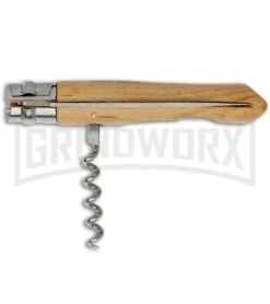 Opinel Knives No. 10 Beech Wood Folding Knife - Stainless Steel Plain -Grindworx Shop opinel 001410 corkscrew knife open large