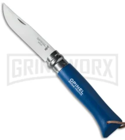 Opinel Knives No. 8 Blue Beech Wood Folding Knife W/ Sheath - Stainless Steel