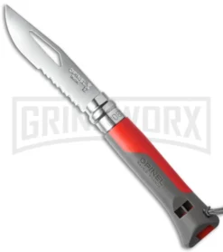 Opinel Knives No. 8 Outdoor Red Folding Knife - Stainless Steel Serr