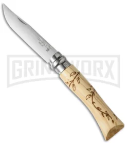 Opinel Knives Nature Leaves No. 7 Beech Wood Folding Knife - Stainless Steel