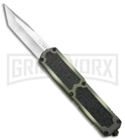 Titan Camo D/A OTF Automatic Knife - Tanto Satin Plain